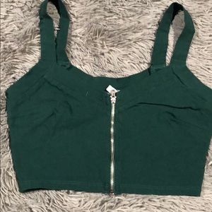 Olive zipper crop top
